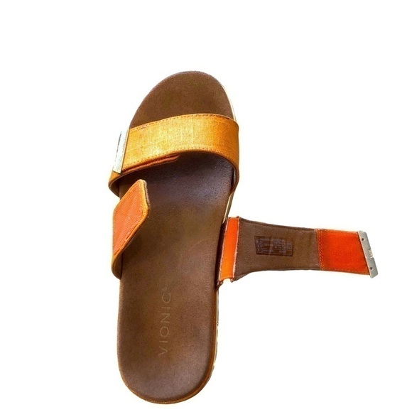Vionic Brandie Platform Metallic Orange Sandal Shoes Hook Loop Strap Womens 9.5 - Picture 7 of 13
